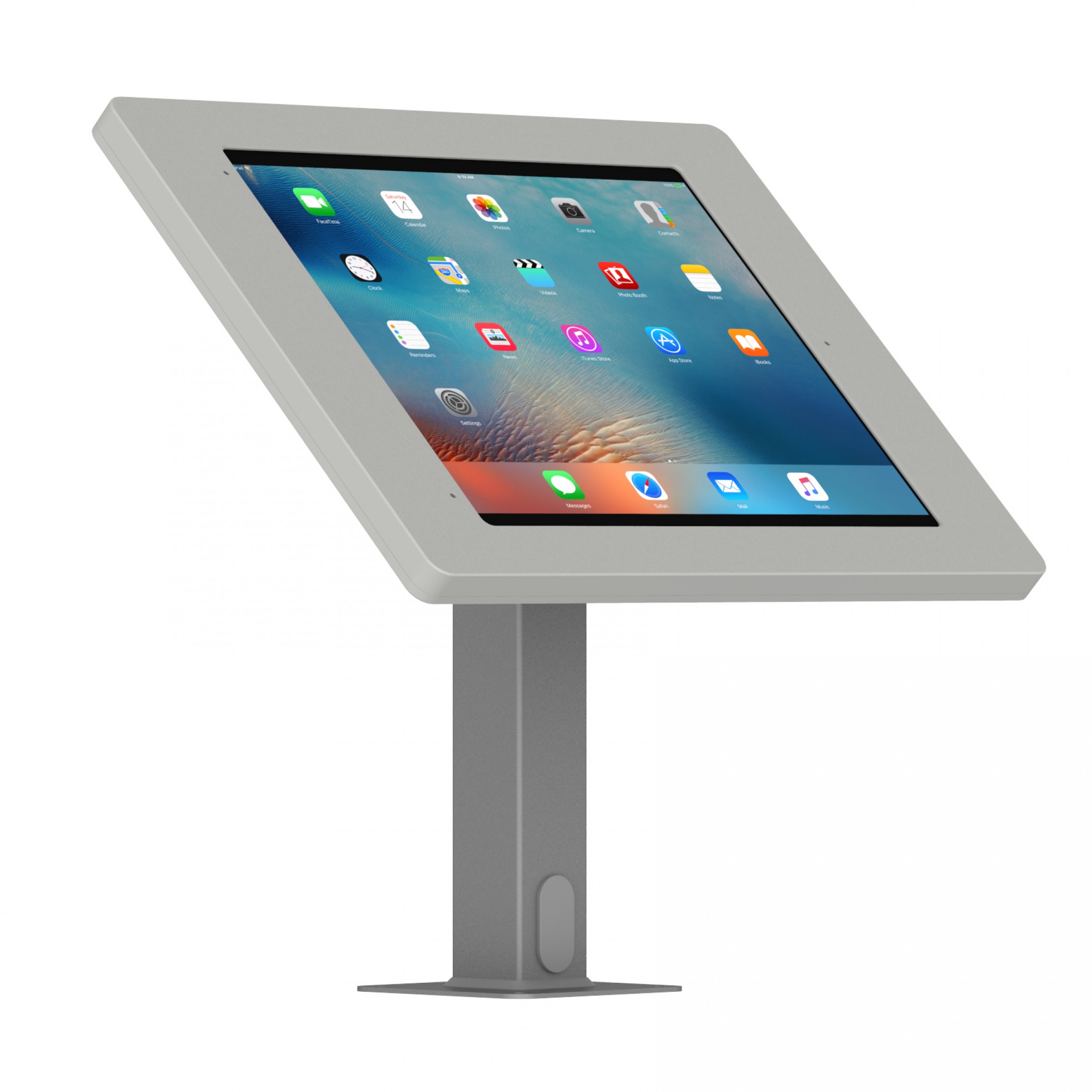 VidaMount iPad Mini 4 & 5 Home Button Covered White Enclosure w. 360 Rotate  & Tilt Surface Mount